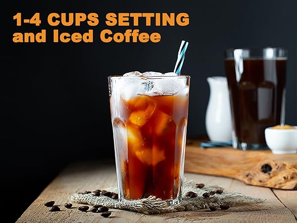 1-4 cups and Iced coffee