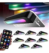 SLARY 8 Pack 7 inch RGB LED Hardscape Lighting Step Lights Retaining Wall Lights with Color Chang...