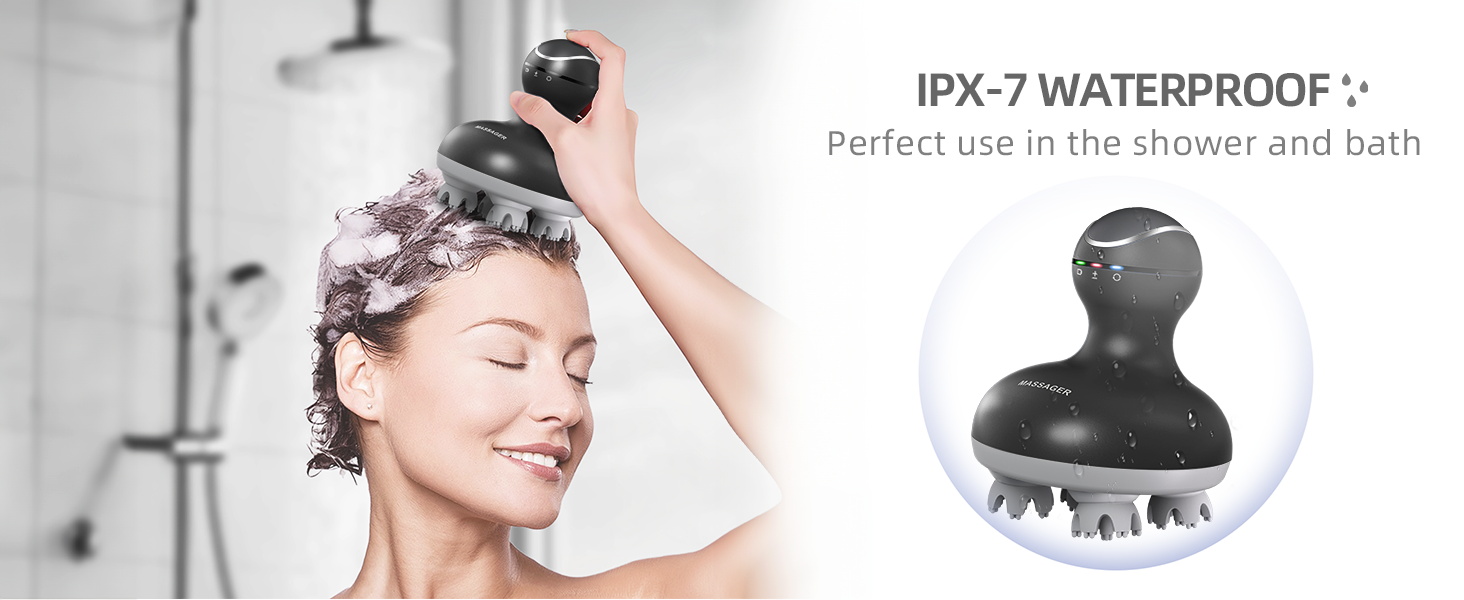 cotsoco Electric Scalp Head Massager with 4 Heads 84 Nodes for Hair Growth and Stress Release