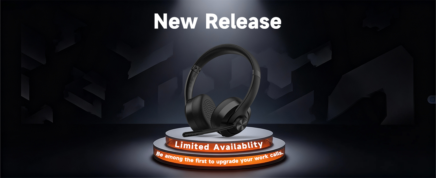 wireless headset with mic remote work bluetooth computer headphones office call center lightweight