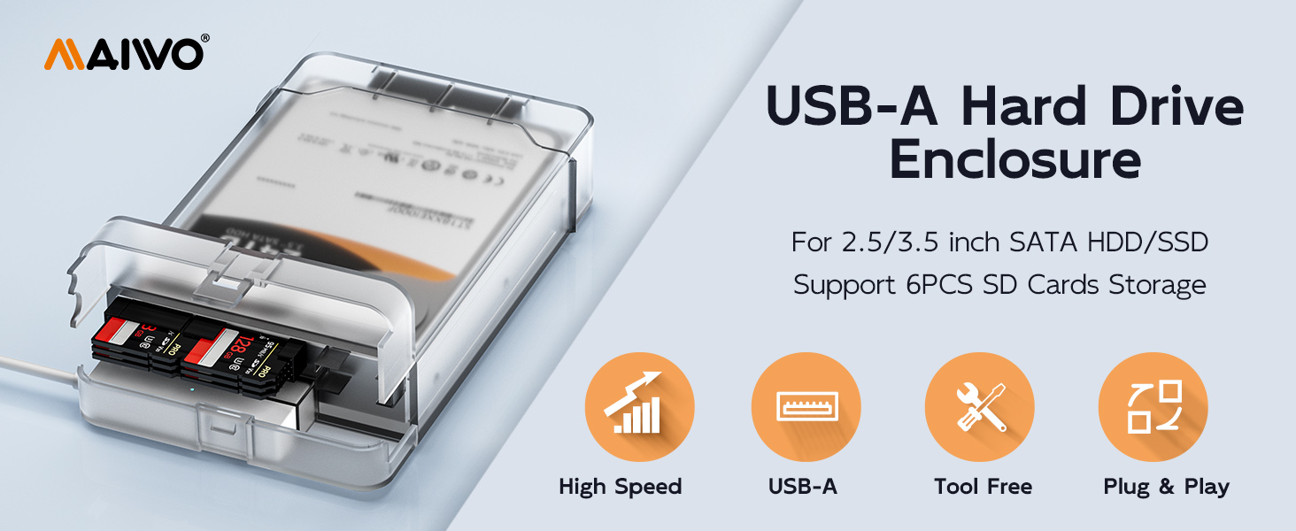 2.5 3.5&amp;#34; SATA external hard drive encloure sata to usb reader case