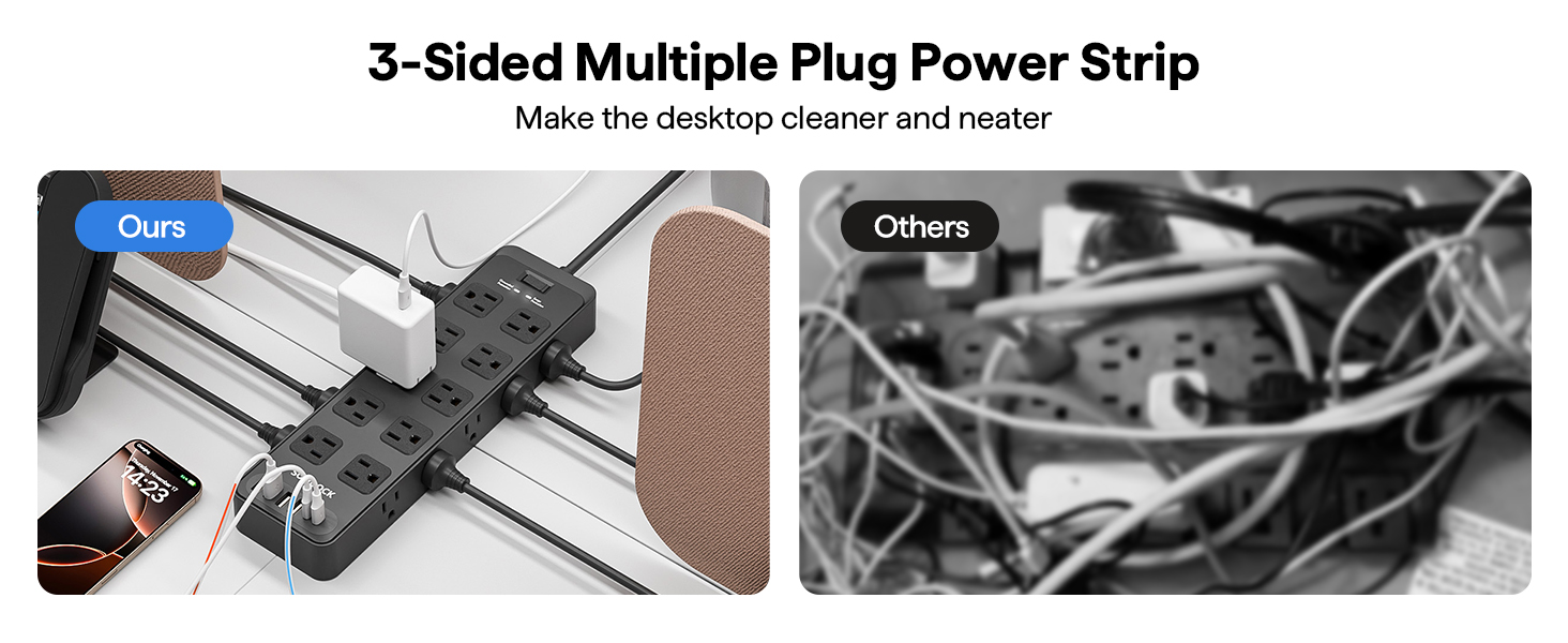 3 Side Mutiple Plug Power Strip