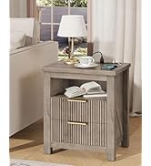 CHOEZON Nightstand with Charging Station, Fluted End Table 2 Drawers, Farmhouse Nightstands with ...