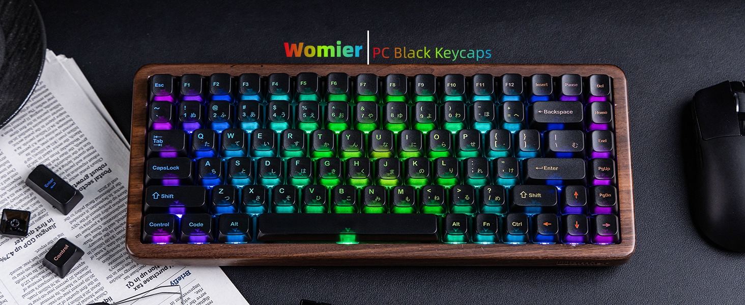 Womier Frosted Jelly Keycaps, Clear Shine Through Keycaps Mechanical Keyboard Caps