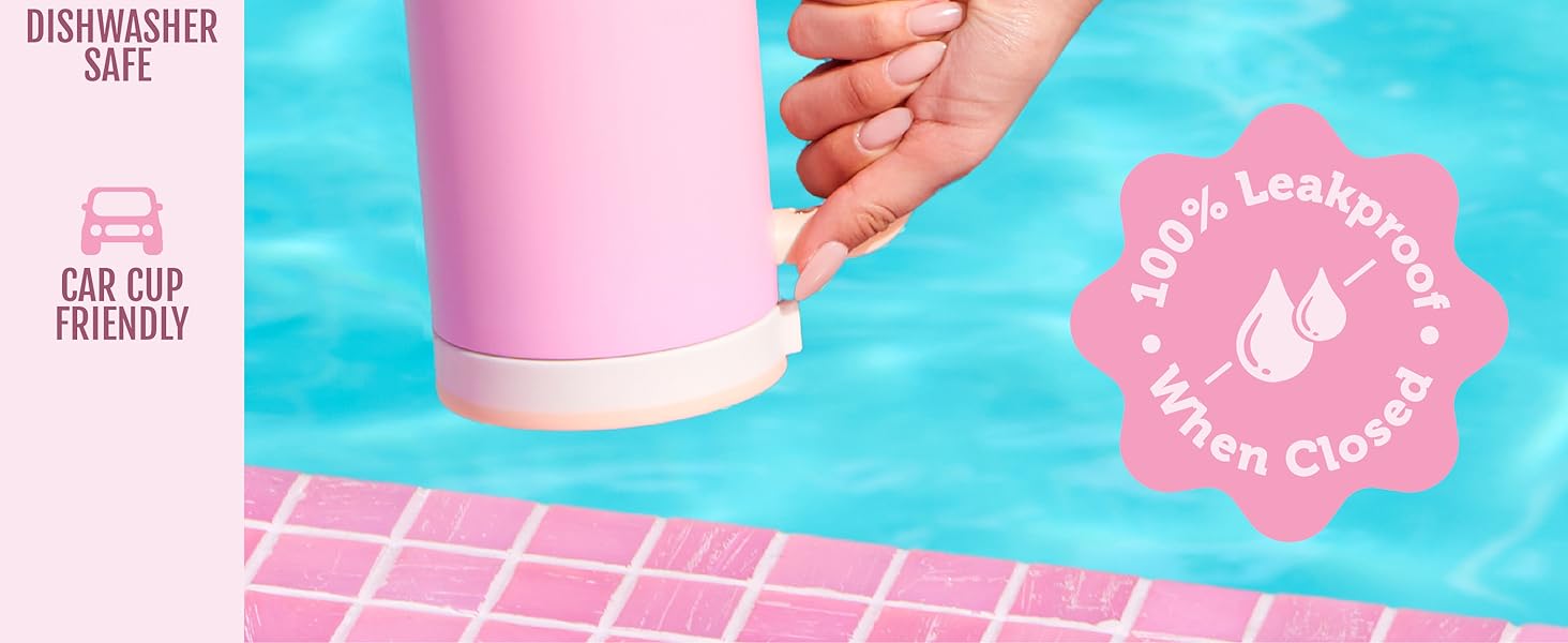 Ello Oasis Tumbler with Handle &amp;amp; Retracting Straw Reusable Insulated Stainless Steel 100% Leakproof