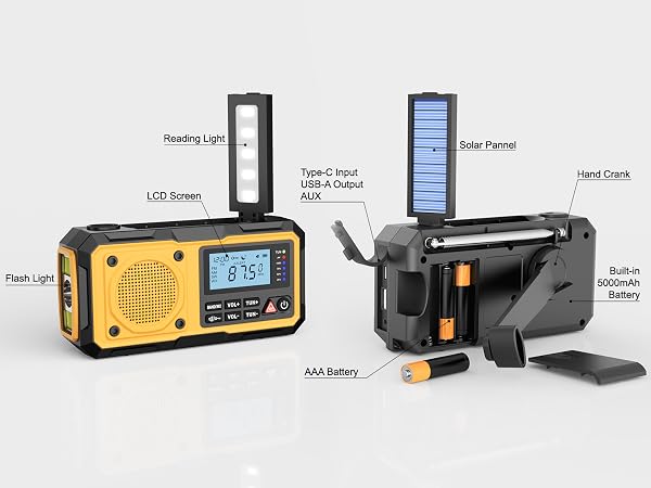 emergency radio; weather radio; hand crank radio; NOAA weather radio; emergency weather radio