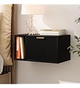 Masupu Floating Nightstand, Wall Mounted Floating Bedside Table with Storage Drawer and Open Shel...