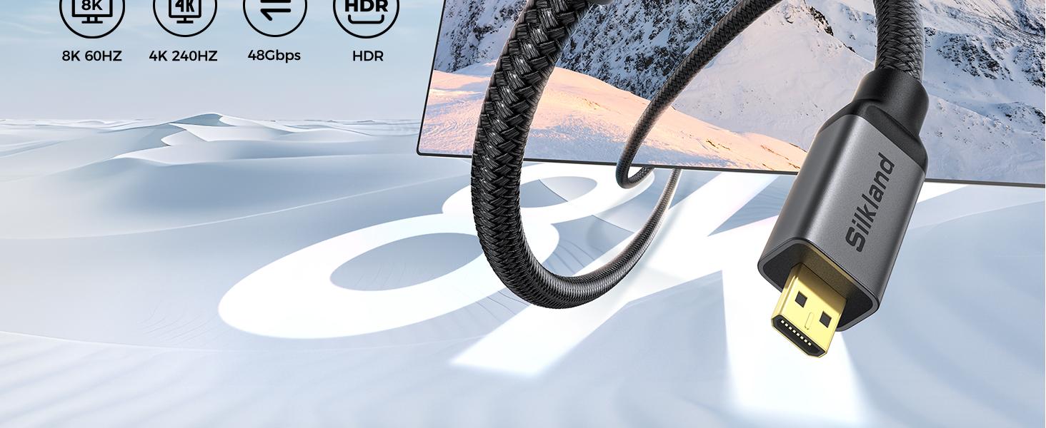 8K Micro hdmi 2.1 Cable,Immerse in 8K Ultimate Visual Experience