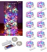 ZNYCYE 10 Pack 10 ft 30 LED Mason Jar String Lights 8 Modes with Timer Waterproof Fairy Lights Up...