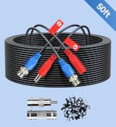 ANLINK 50FT/15M All-in-One Video Power Cable, Premade BNC Video Power Cable Extension Wire for CC...