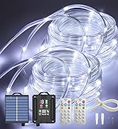 ICRGB Solar Rope Lights Outdoor, 132FT 400 LED Solar Rope Lights,IP67 Waterproof, 8 Modes, Outdoo...