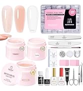 Beetles Hard Gel Kit HEMA-FREE,Mocha Glow 3 Colors Clear Nude Glitter Sculpted Gel,Medium Square ...