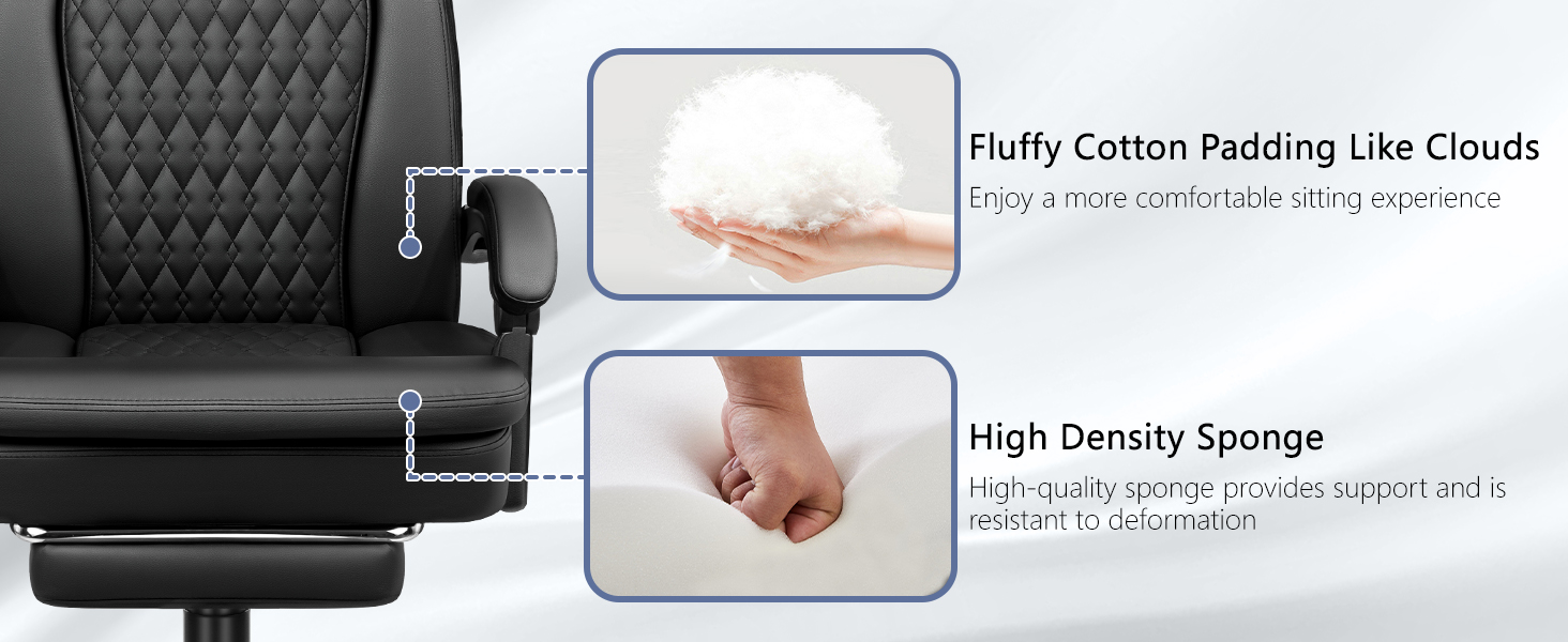 Executive Big and Tall Office Chair with Foot Rest Computer Office Chair with Adjustable Headrest