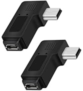 YANBORONSN 90 Degree Left Angle Mini USB Male to Micro USB Female Adapter, Supports Charging &amp; Da...
