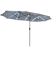 SUPERJARE 13ft Outdoor Patio Umbrella with Solar Lights, Double-sided Deck Pool Umbrella with 1.5...