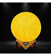 Himalayan Glow Moon Lamp, 5.9 inch Night Light - 3D Printing Moon Light with Stand &amp; Remote/Touch...