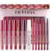 MooGlamor 13 Pcs Lip Liner and Lip Gloss Set with Waterproof and Transfer-proof Liquid Lipstick K...