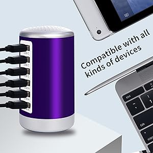 60W USB Charging Station with 6-Port(3 USB-A Port &amp;amp;amp; 3 USB-C Port)
