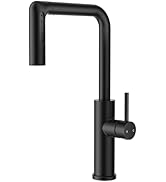 FORIOUS Black Waterfall Kitchen Faucet with Pull Down Sprayer, 5 Spout Modes Stainless Steel Sing...
