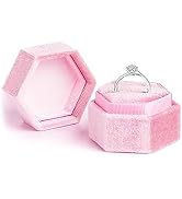WisePoint Velvet Ring Box, Hexagon Wedding Ring Box Storage Ring Holder with Double Slots, Ring G...