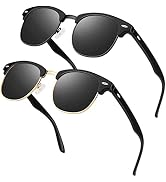 LINVO Polarized Semi Rimless Sunglasses for Men Women, Classic Retro Shades Half Frame Driving Su...