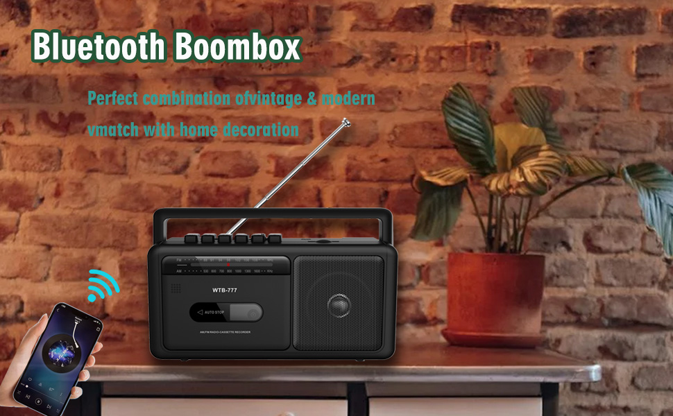 retro and modern tape player recoder bluetooth boombox