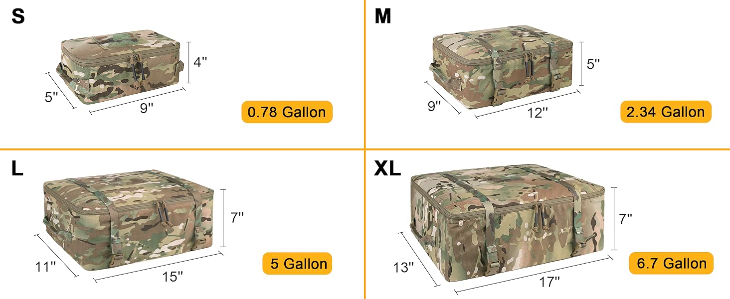 4PCS Tactical Modular Packing Cubes Waterproof