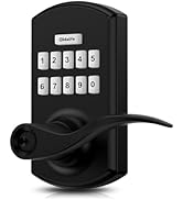 Hidalife Keypad Door Lock with Handle, Keyless Entry for Front Door, Manual Passage Mode, Matte B...