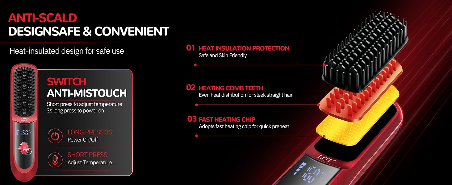 LQT Cordless Hair Straightener Brush