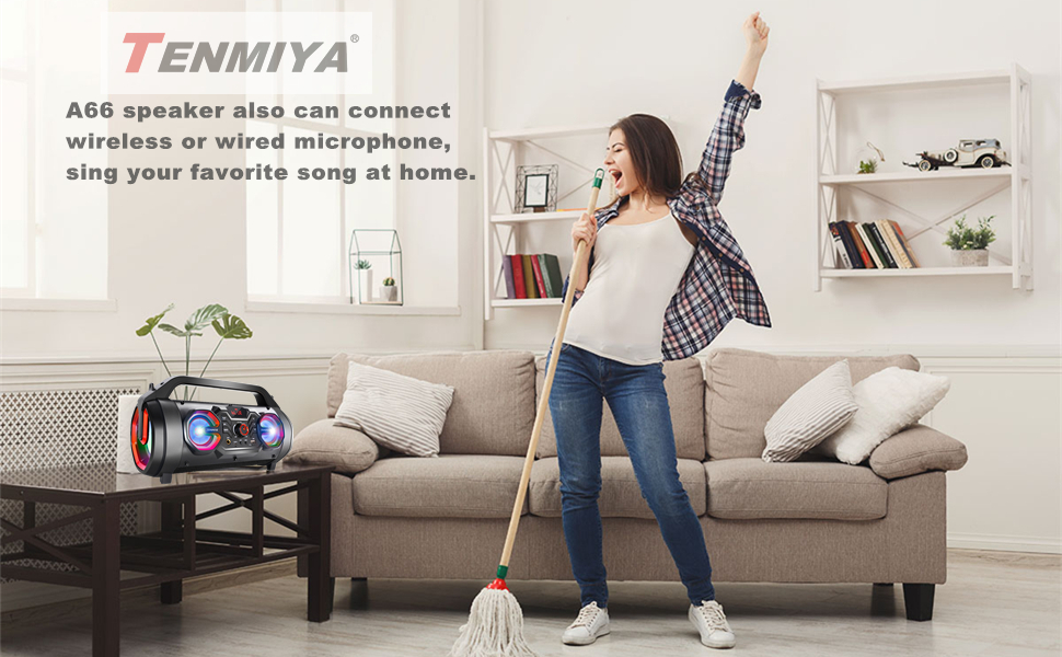 speaker bluetooth TENMIYA boombox karaoke subwoofer fm radio portable wireless big loud stereo party