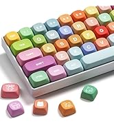 GMKWTL XVX Cute PBT Keycaps, Rainbow Gummy Keycap Set MOA Profile, Dye-Sublimation Keyboard Keyca...
