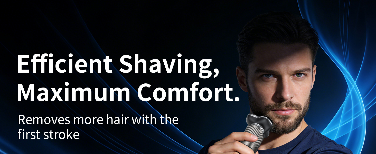 Rechargeable Electric Razor for Men: IPX7 Waterproof 5D Floating Head Shaver - 90-Min Runtime USB-C