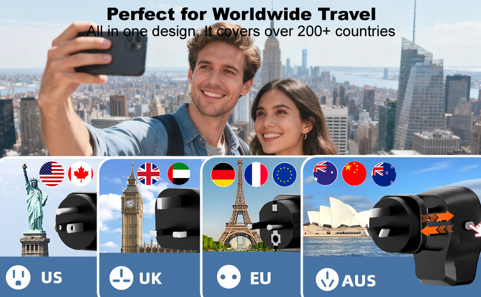 Plug adapter with 4 detachable plug