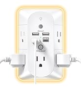 Outlet Extender with Night Light, Surge Protector, Power Strip, 5 Outlet Splitter (3 Side) and 4 ...