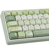 TYRIXKI PBT Keycaps 134 Keys MOA Profile Cute Keycaps Dye-Sublimation Green Bunny Keycap Custom K...
