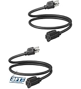DEWENWILS Extension Cord 3ft, 14/3 SJTW Weatherproof Power Cable for Indoor Outdoor Use, 3 Prong ...