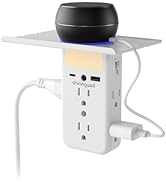 Shiningwell Wall Outlet Extender with Shelf and Night Light, Wall Mount Multi Plug Expander with ...