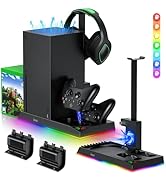 RGB Charging Stand with Cooling Fan for Xbox Series X Console &amp; Controller,Dual Charger Station C...