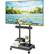 ECOTINY Steel Base Rolling TV Stand with Soundbar Mount for 37-75 inch TVs up to 154lbs, Swivel&amp;T...