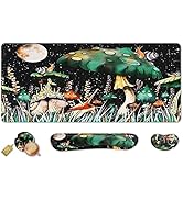 Regofine 4 in 1 Large Mouse Pad Keyboard Wrist Rest Set, Extended Gaming Mouse Pad with Wrist Sup...