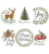 G2PLUS 120Pcs Christmas Stickers, 2'' Round Merry Christmas Stickers 6 Designs Xmas Happy Holiday...