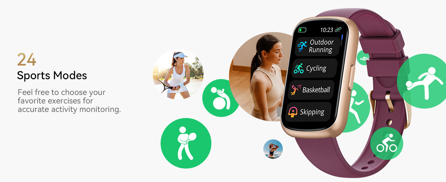 fitness tracker for women/men with 24 sports modes