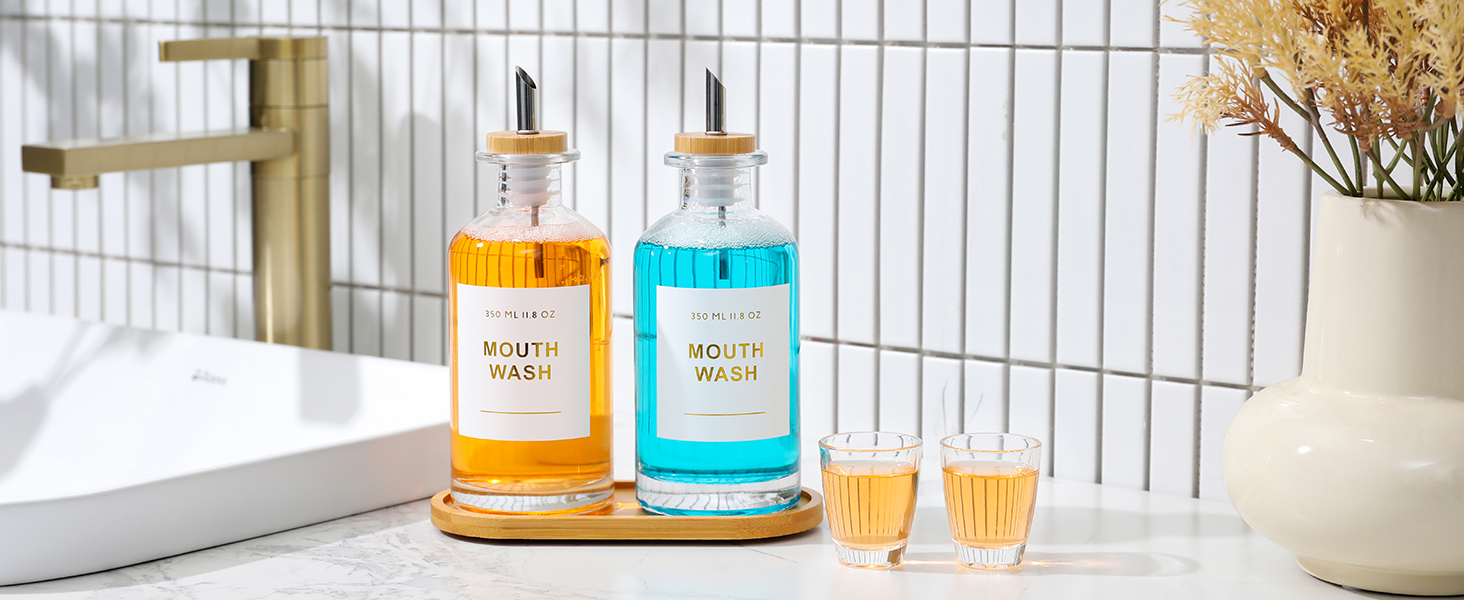 bathroom decor bathroom accessories mouthwash dispenser glass containers with lids