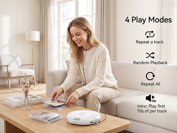 Portable CD Player with 4 Play Modes