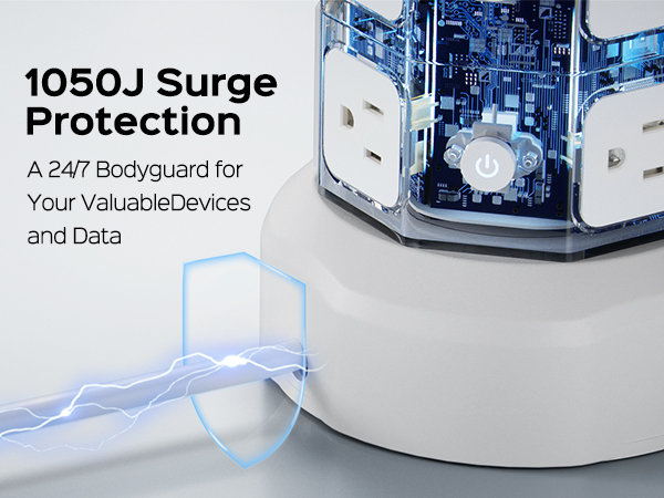 power strips with 1050J surge protection