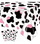 LINHAXM 3 Pack Pink Cow Print Tablecloth - Cow Birthday Party Table Cloth Cow Print Table Cover f...