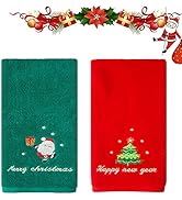 2 Set Christmas Hand Towels ,100% Cotton Hand Towel, Christmas Towels Washcloths 14x29 in, Christ...