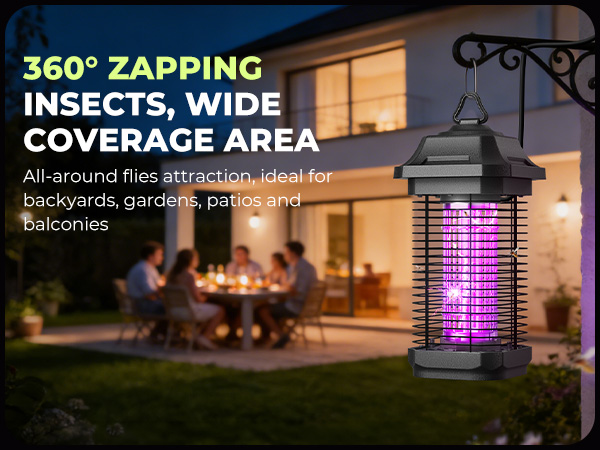 360 degree round bug zapper portable and long life span bug zapper hanging on porch