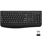 EDJO Wireless Keyboard, 2.4G Ergonomic Full Size Wireless Computer Keyboard with Wrist Rest for W...