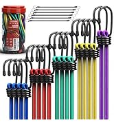 24-Piece Premium Bungee Cords Heavy Duty Outdoor, Bungee Cords with Hooks in a Storage Jar Includ...